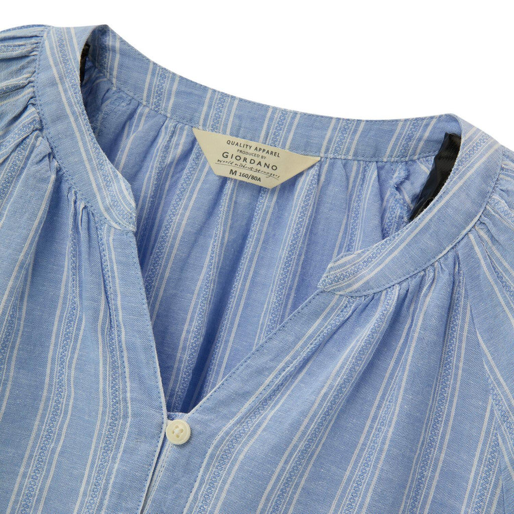 Women's Linen Cotton Dobby V-Neck Shirt - Comfort Fit