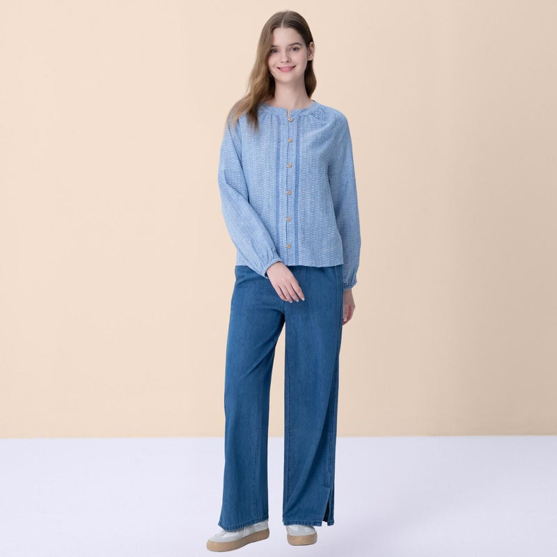 Women's Loose Fit Linen Cotton Dobby Shirt