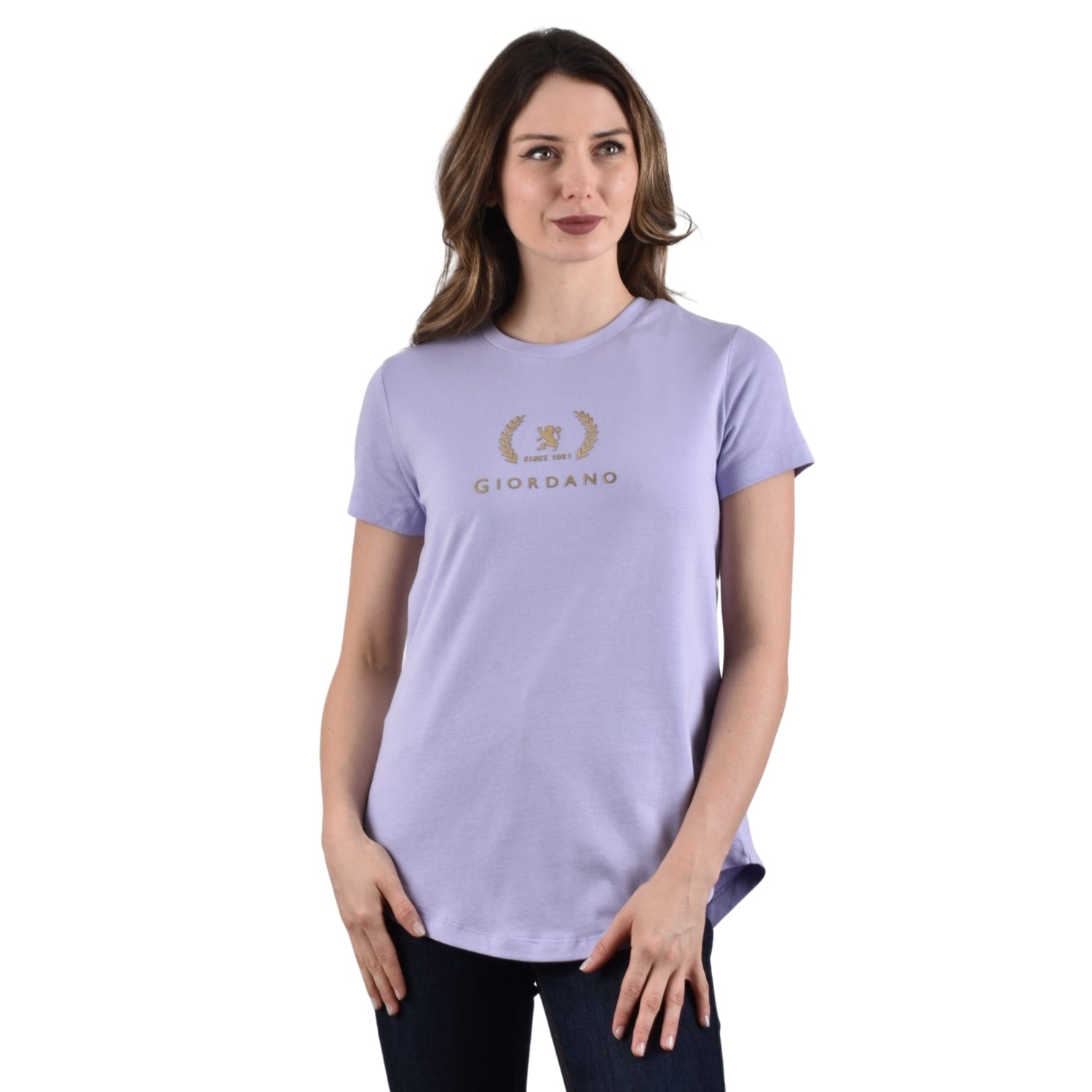Women's Cotton Jersey Crew Neck Logo Print Tee
