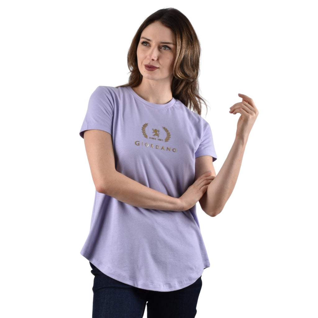 Women's Cotton Jersey Crew Neck Logo Print Tee