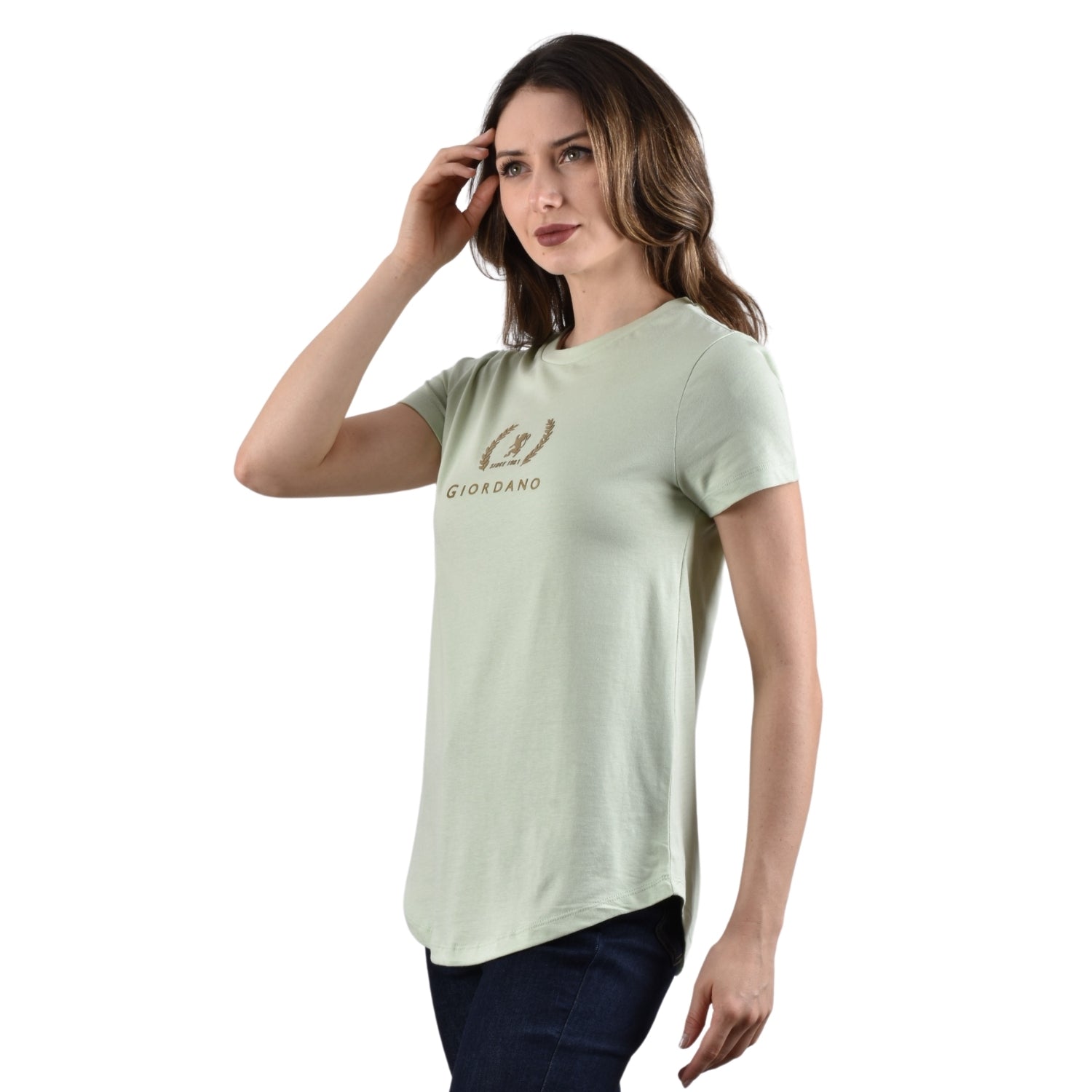 Women's Cotton Jersey Crew Neck Logo Print Tee
