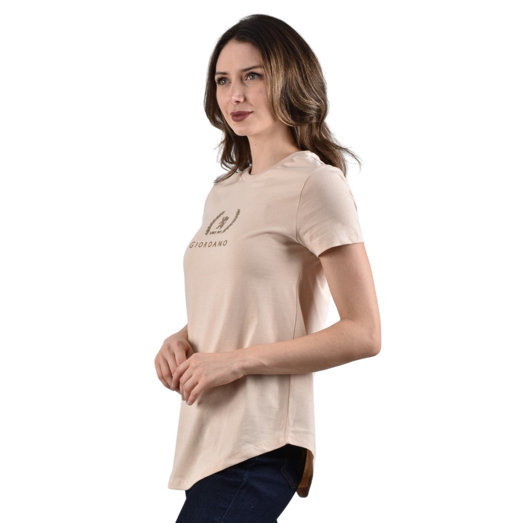Women's Cotton Jersey Crew Neck Logo Print Tee