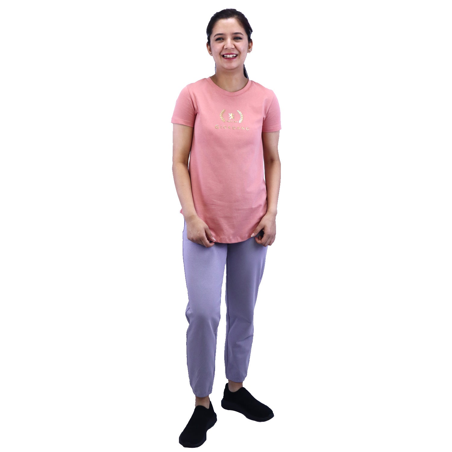 Women's Cotton Jersey Crew Neck Logo Print Tee