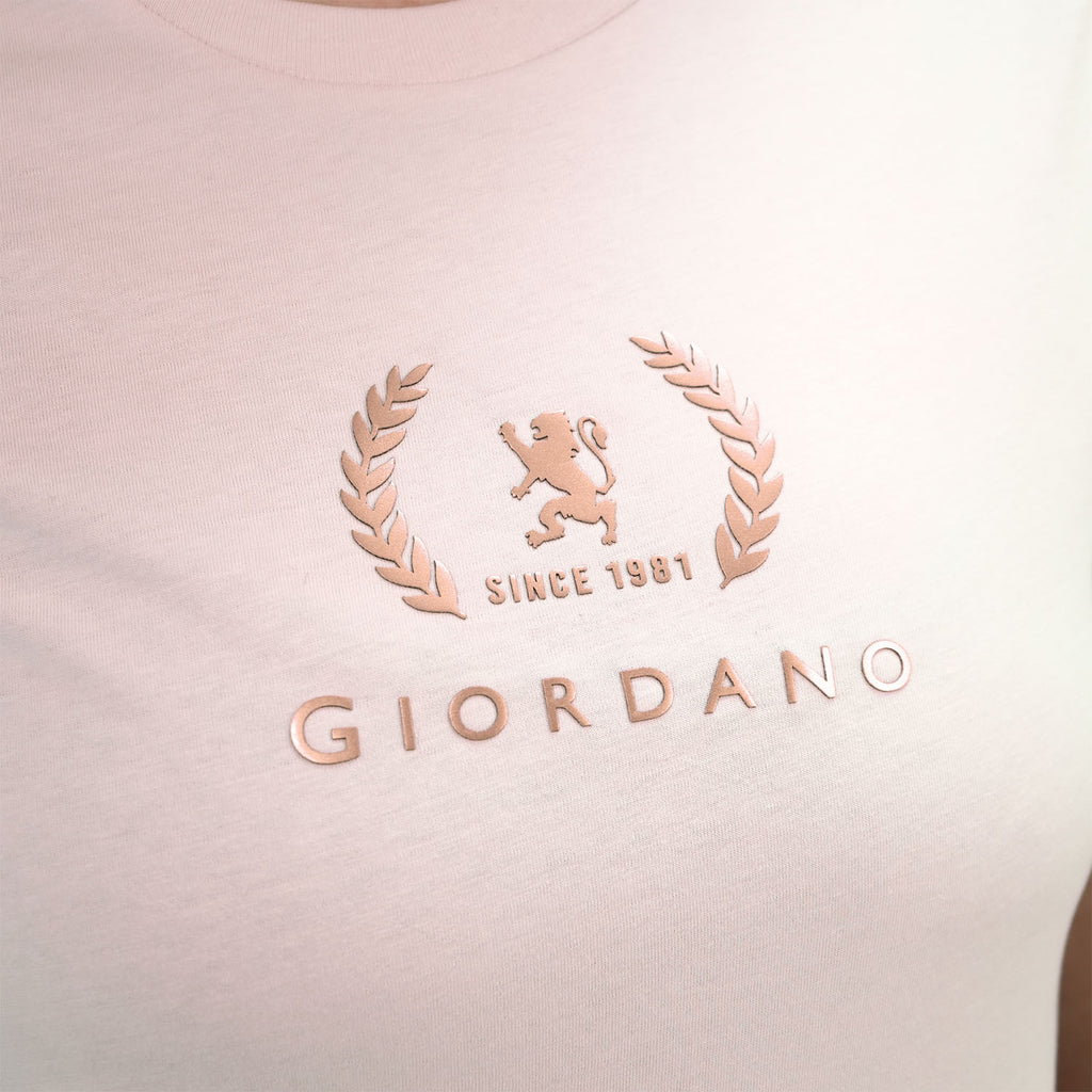 Women's Cotton Jersey Crew Neck Logo Print Tee