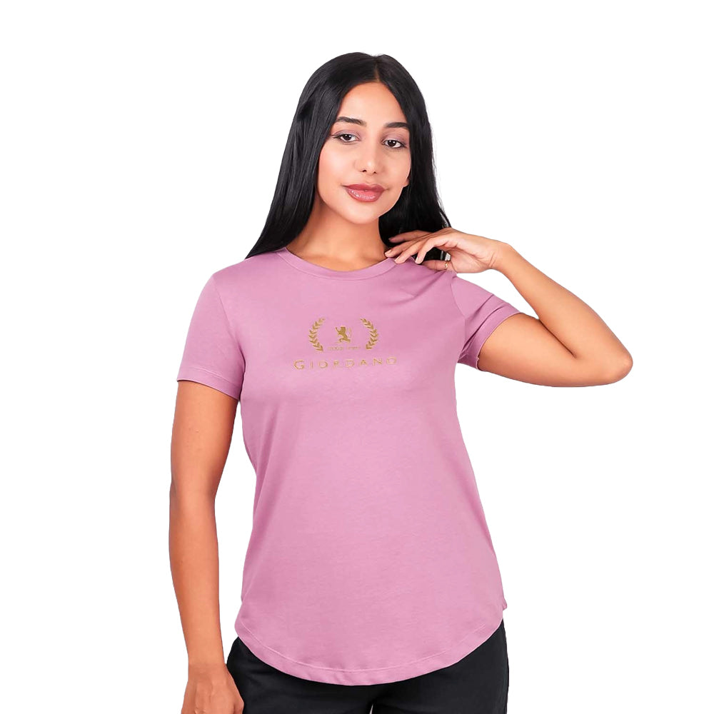 Women's Cotton Jersey Crew Neck Logo Print Tee