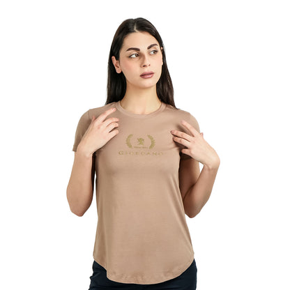 Women's Cotton Jersey Crew Neck Logo Print Tee