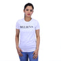Women's Cotton Jersey Crew Neck Short Sleeve Message Print Tee