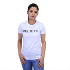 Women's Cotton Jersey Crew Neck Short Sleeve Message Print Tee