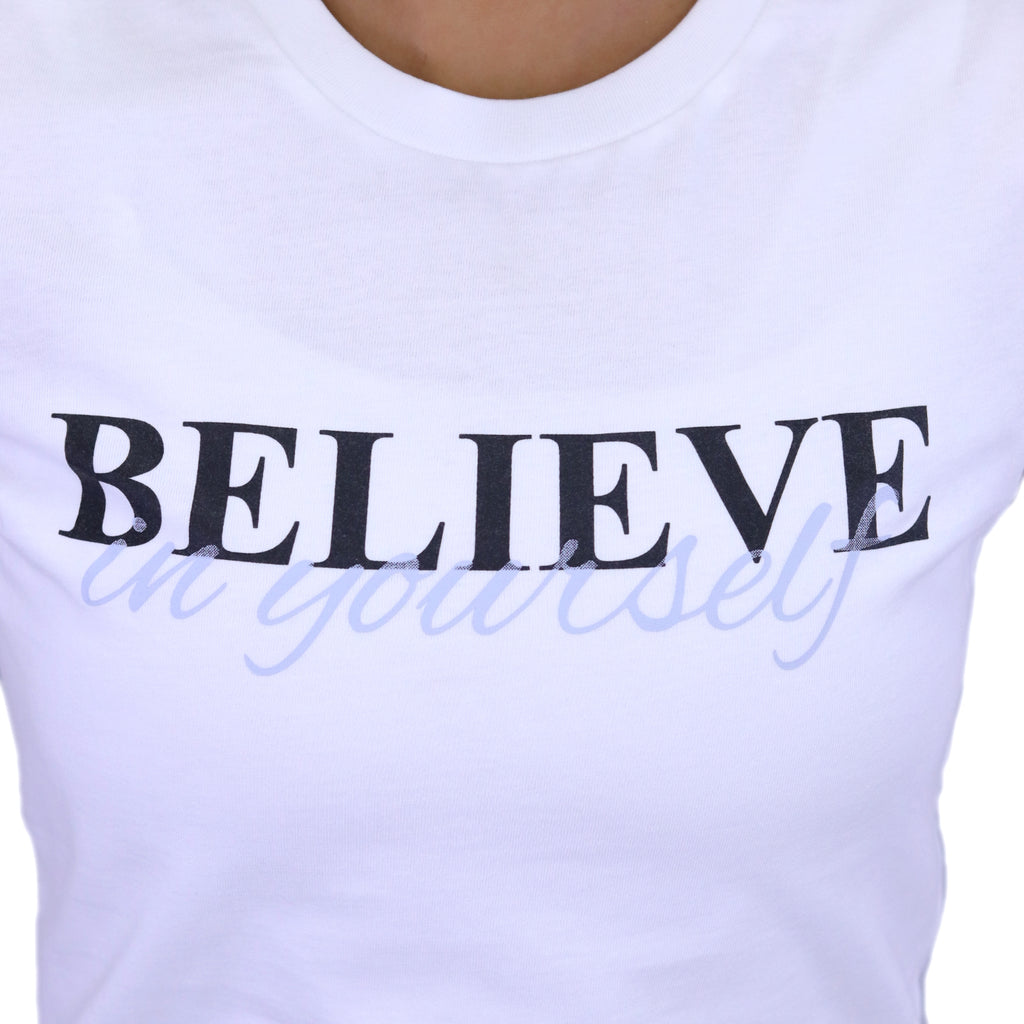 Women's Cotton Jersey Crew Neck Short Sleeve Message Print Tee