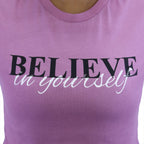 Women's Cotton Jersey Crew Neck Short Sleeve Message Print Tee