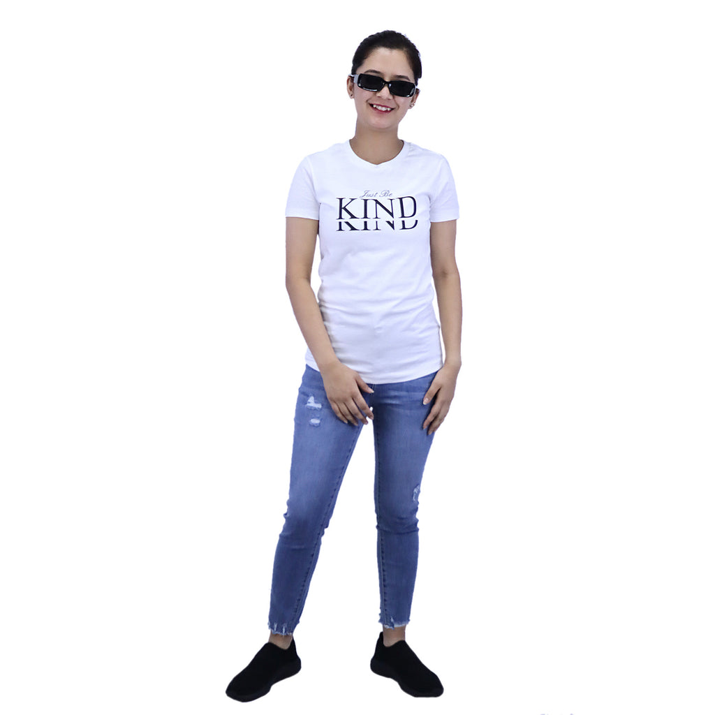 Women's Cotton Jersey Crew Neck Short Sleeve Message Print Tee