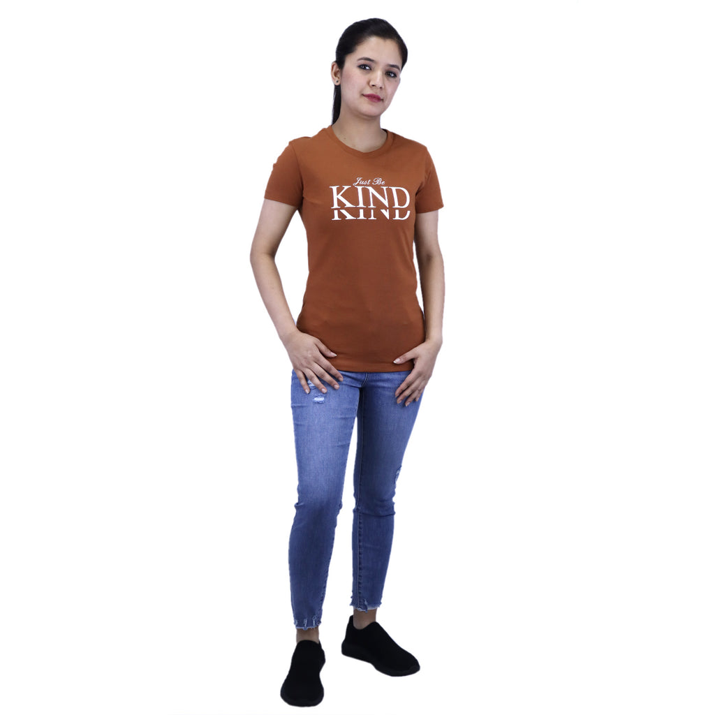 Women's Cotton Jersey Crew Neck Short Sleeve Message Print Tee