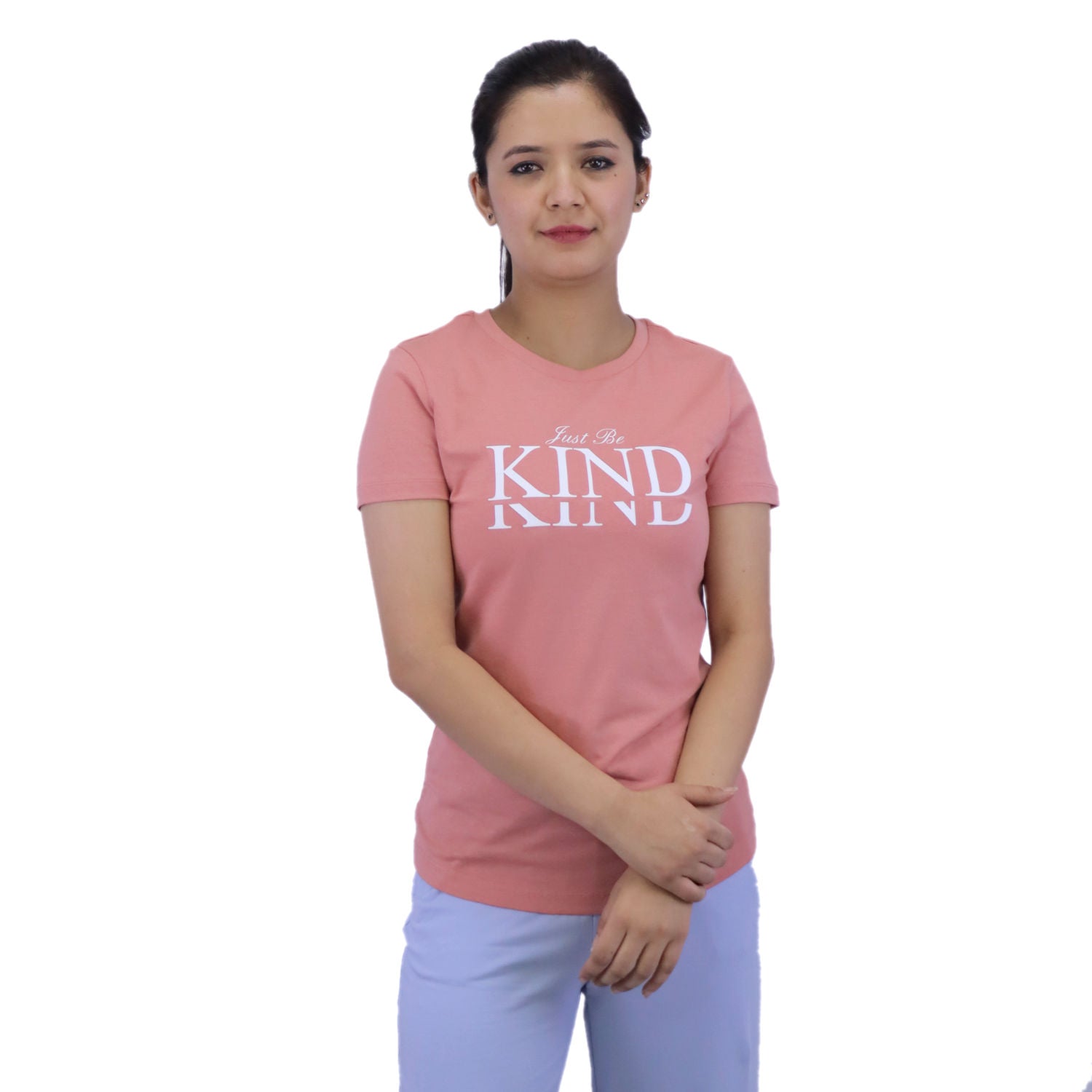 Women's Cotton Jersey Crew Neck Short Sleeve Message Print Tee