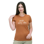 Women's Cotton Jersey Crew Neck Short Sleeve Message Print Tee