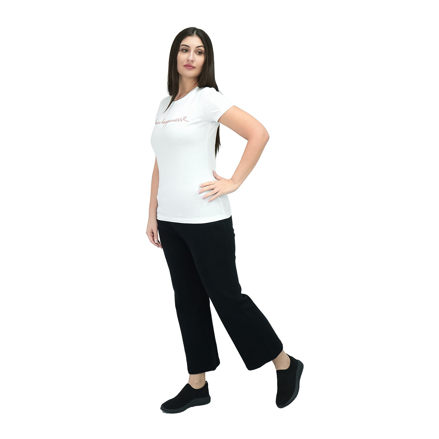 Women's Cotton Jersey Crew Neck Short Sleeve Message Print Tee