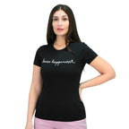 Women's Cotton Jersey Crew Neck Short Sleeve Message Print Tee