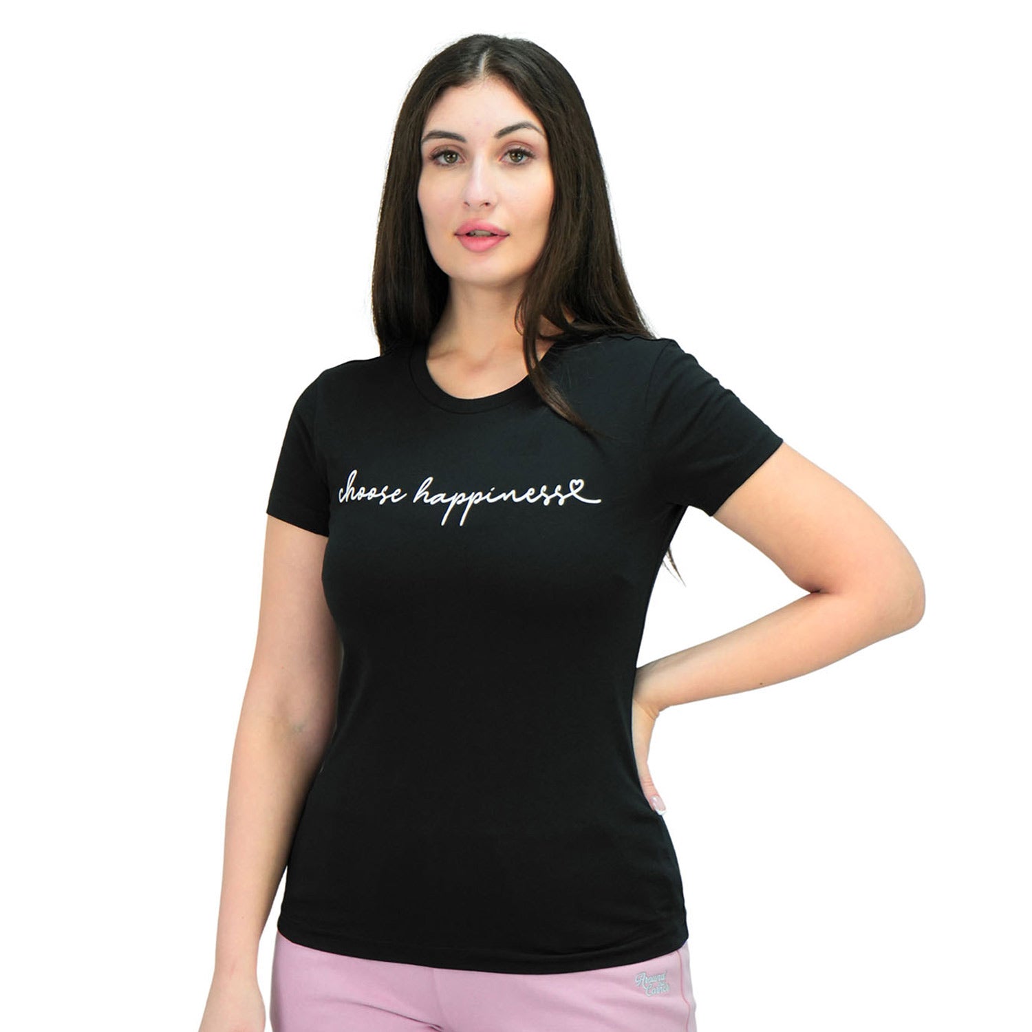 Women's Cotton Jersey Crew Neck Short Sleeve Message Print Tee