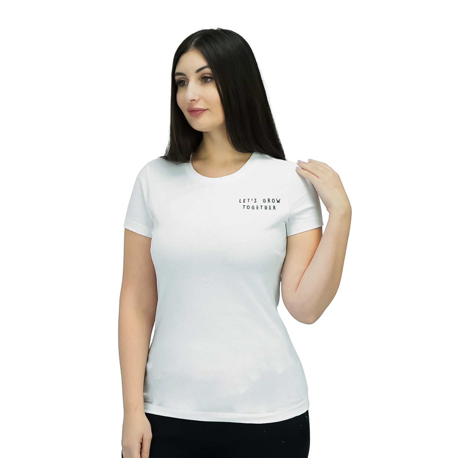 Women's Cotton Jersey Crew Neck Short Sleeve Message Print Tee