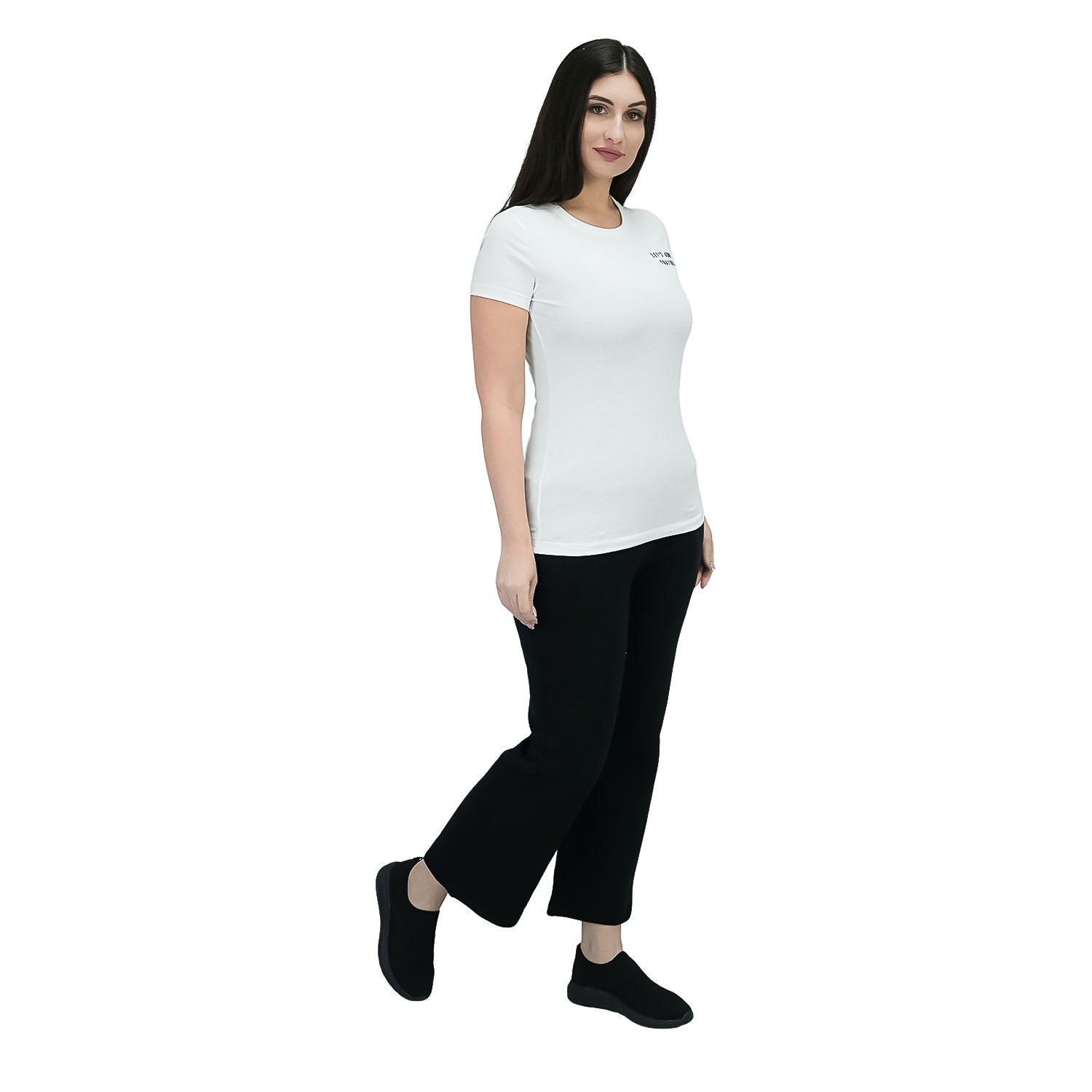 Women's Cotton Jersey Crew Neck Short Sleeve Message Print Tee