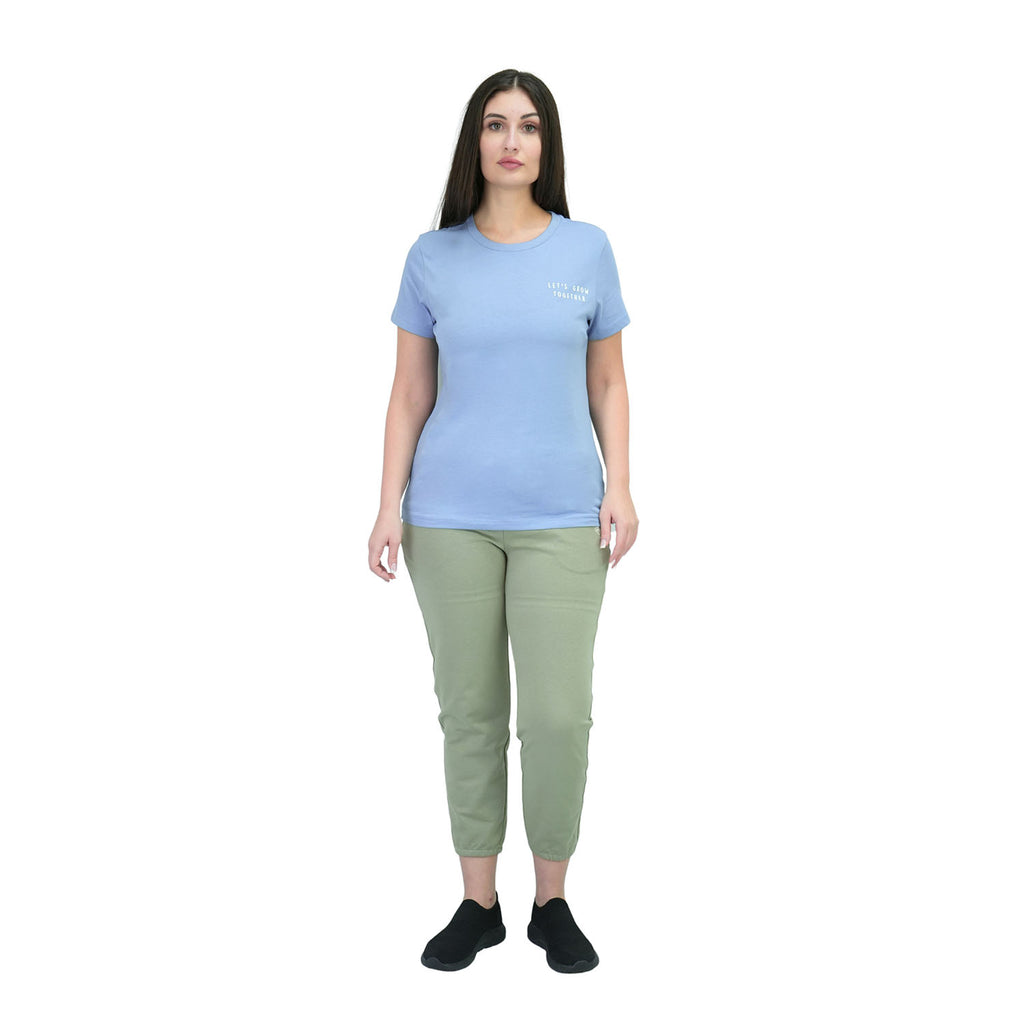Women's Cotton Jersey Crew Neck Short Sleeve Message Print Tee