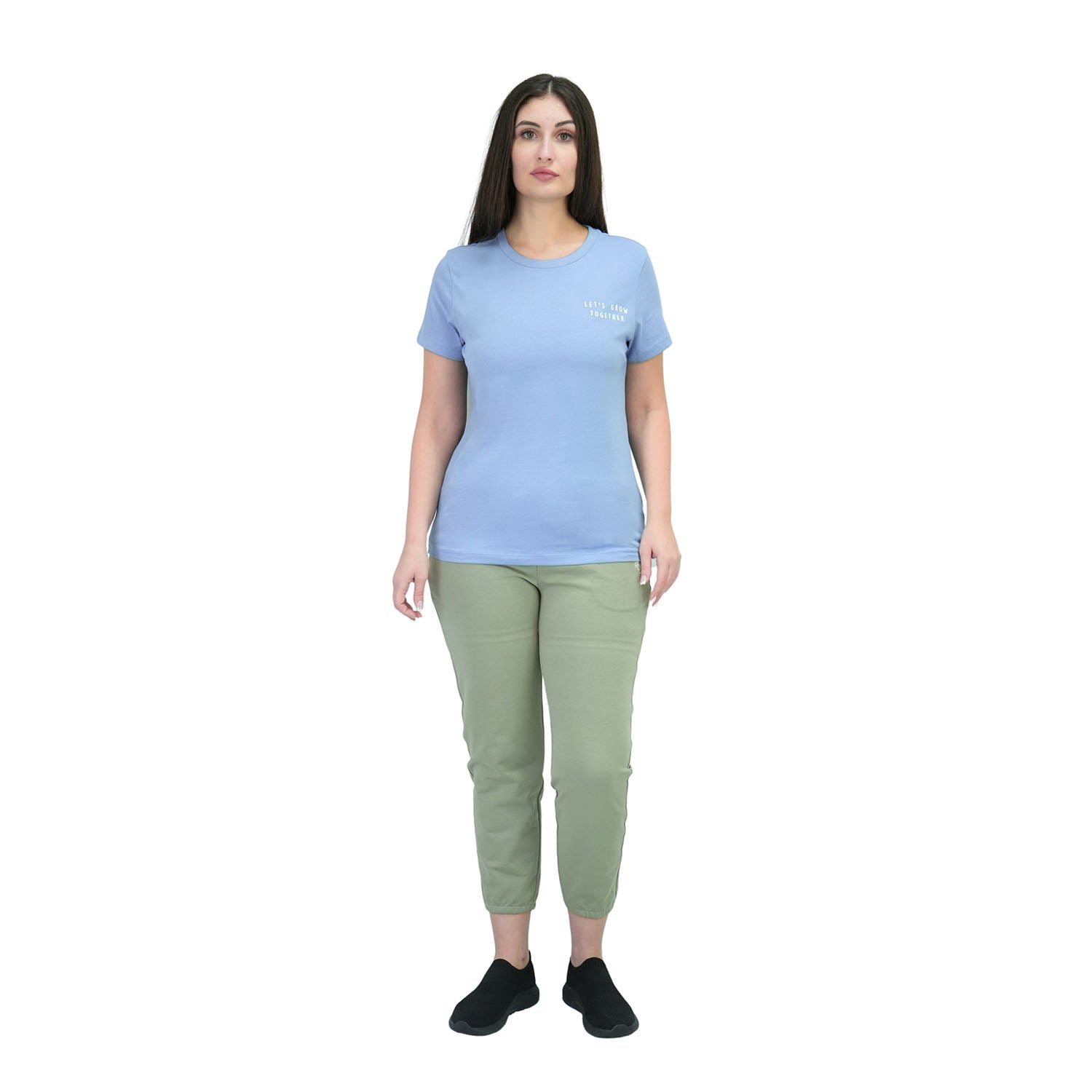 Women's Cotton Jersey Crew Neck Short Sleeve Message Print Tee