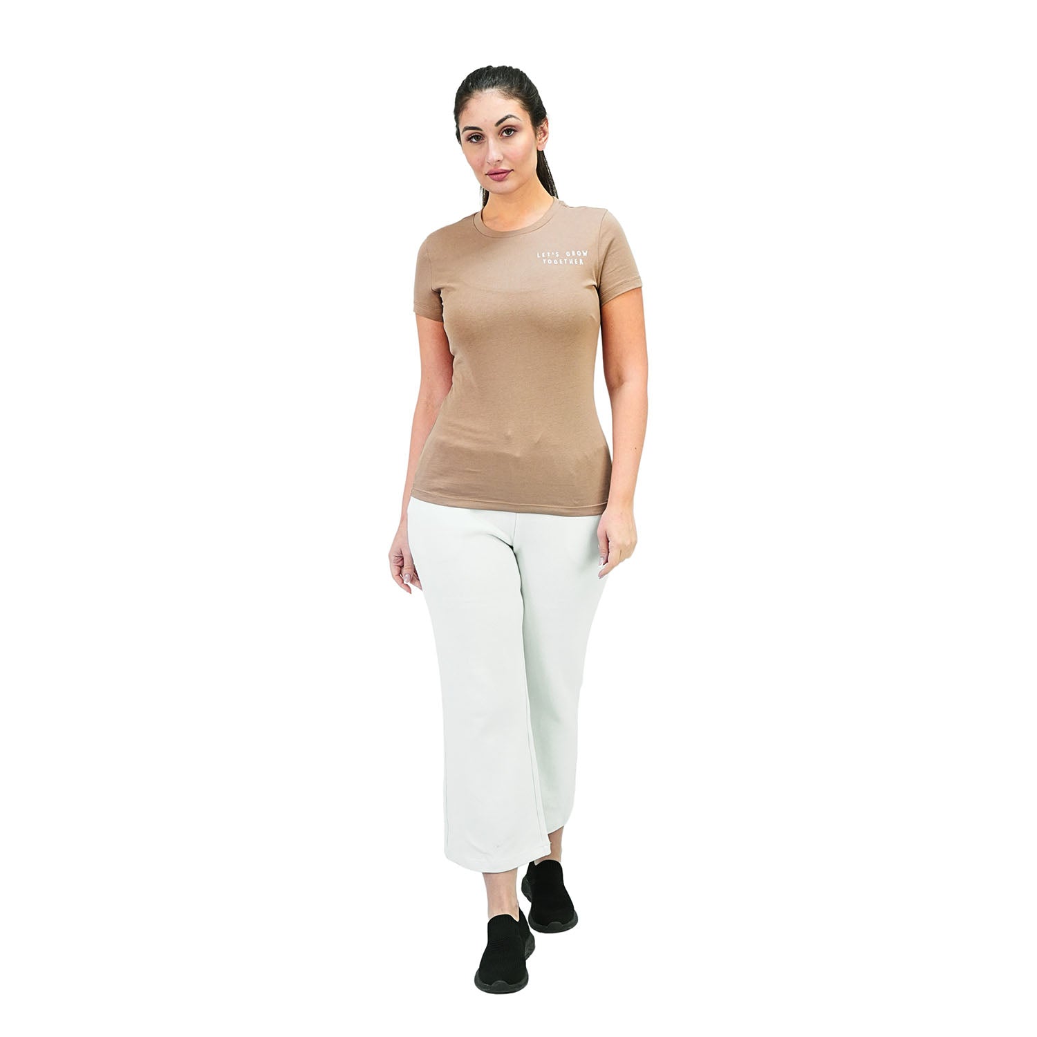 Women's Cotton Jersey Crew Neck Short Sleeve Message Print Tee