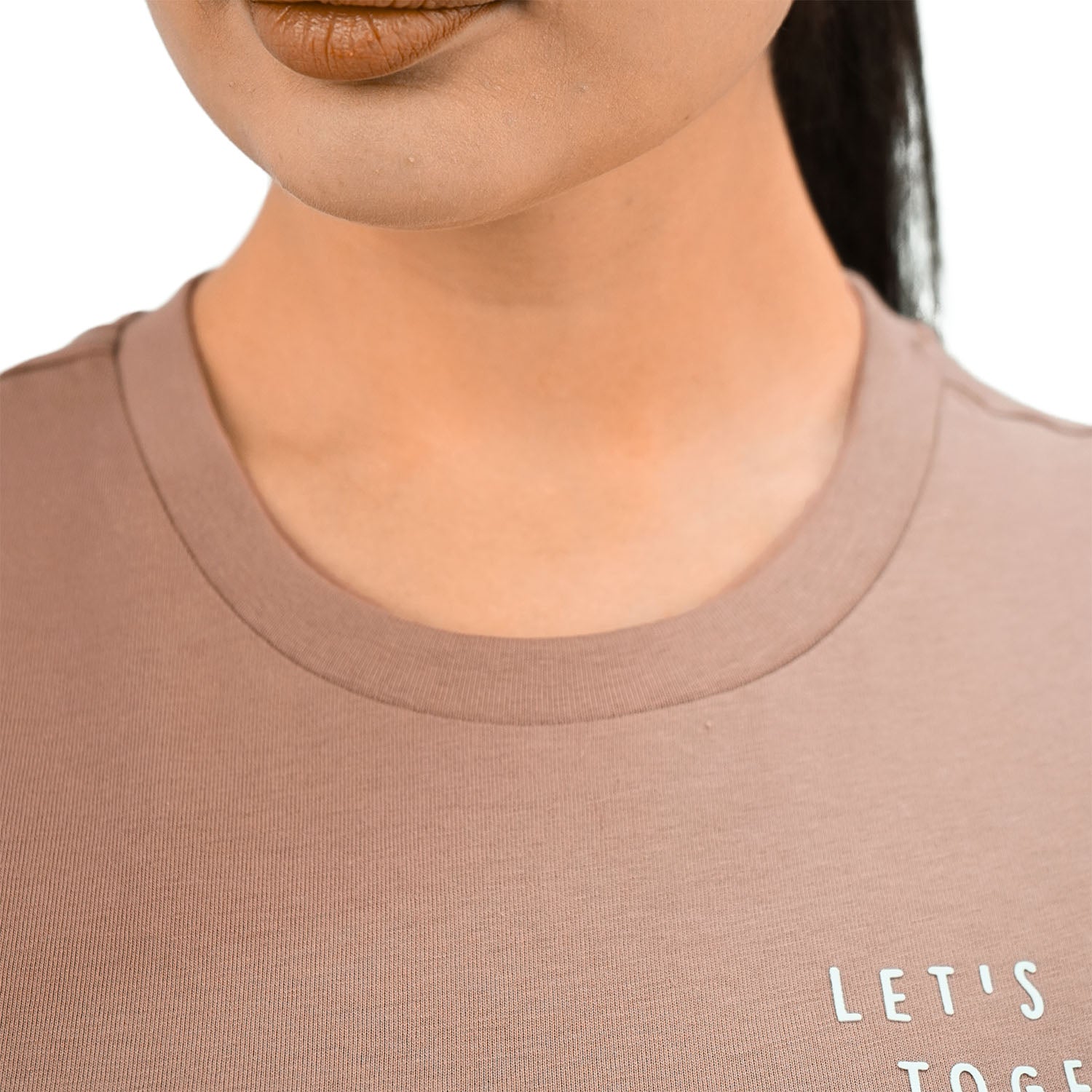 Women's Cotton Jersey Crew Neck Short Sleeve Message Print Tee