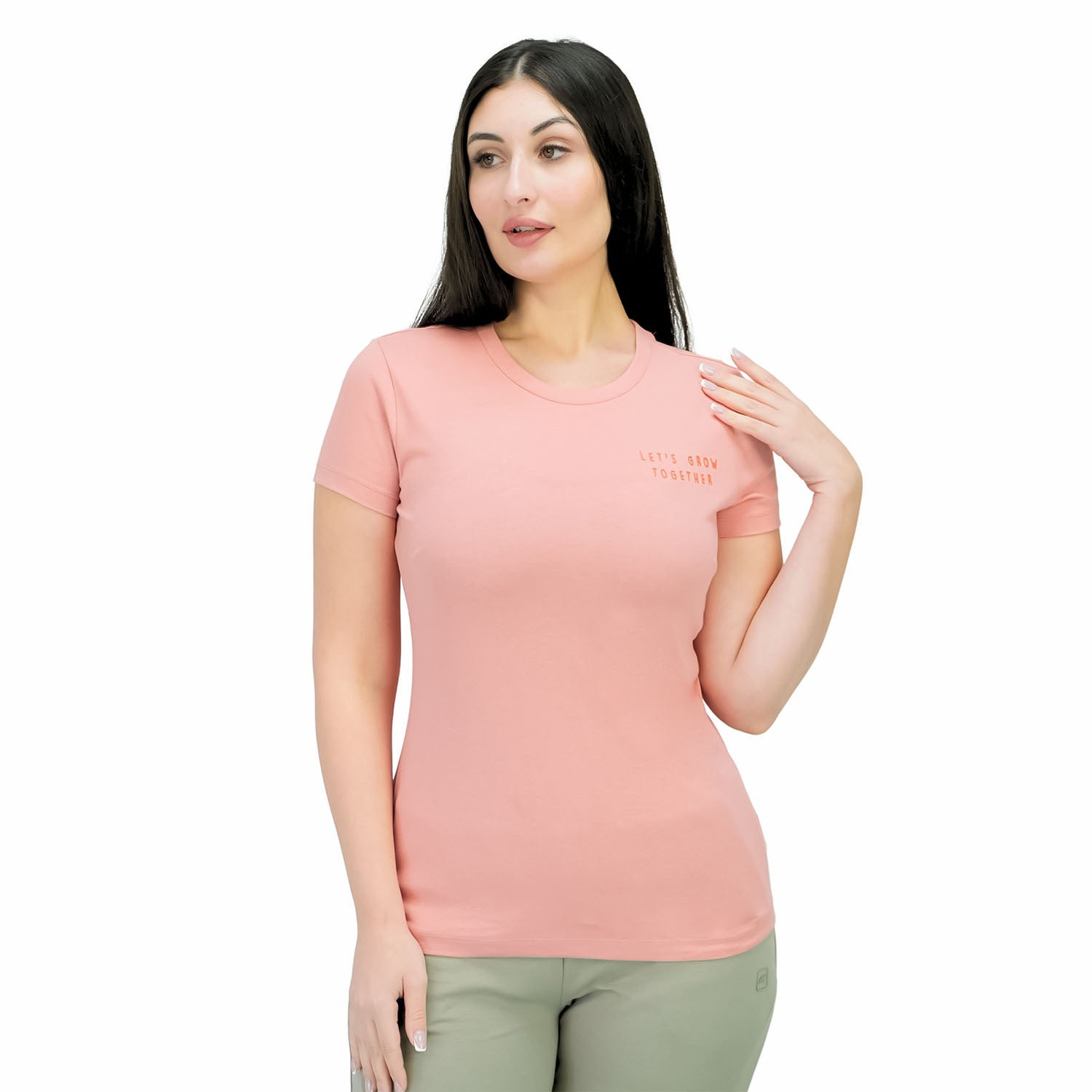 Women's Cotton Jersey Crew Neck Short Sleeve Message Print Tee