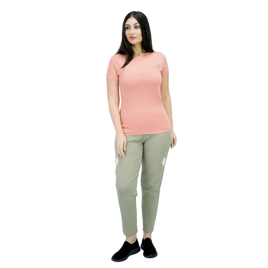 Women's Cotton Jersey Crew Neck Short Sleeve Message Print Tee