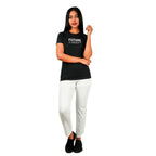 Women's Cotton Jersey Crew Neck Short Sleeve Message Print Tee