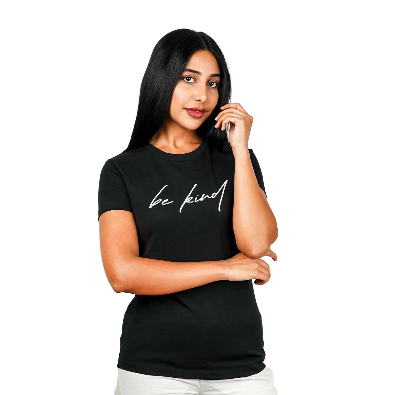 Women's Cotton Jersey Crew Neck Short Sleeve Message Print Tee