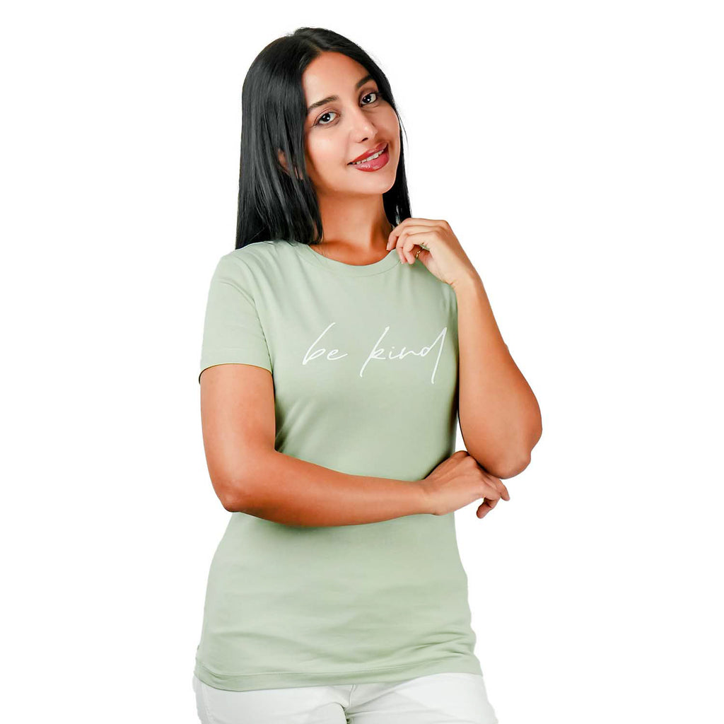 Women's Cotton Jersey Crew Neck Short Sleeve Message Print Tee