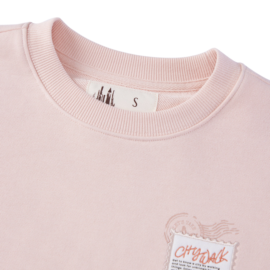 Women's Crewneck Long Sleeve Boyfriend Fit City Walk Collection Print Sweatshirt