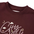 Women's Crewneck Long Sleeve Boyfriend Fit City Walk Collection Print Sweatshirt