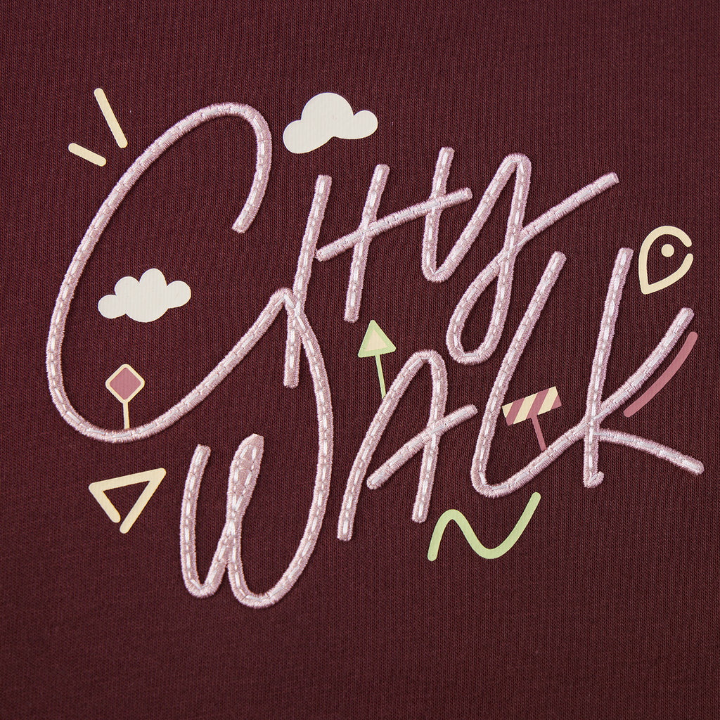 Women's Crewneck Long Sleeve Boyfriend Fit City Walk Collection Print Sweatshirt