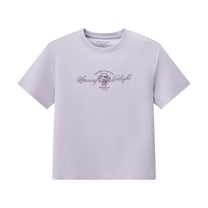 Women's Boyfriend Fit Cotton-Polyester Crew Neck Print Tee