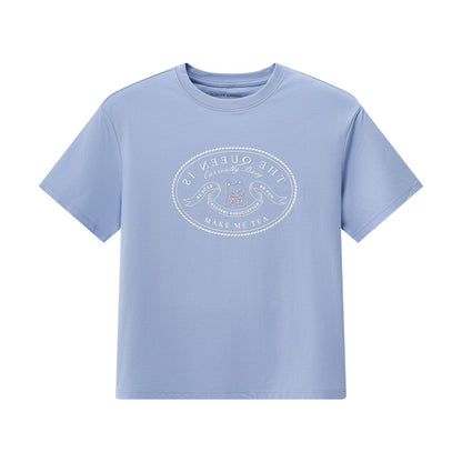 Women's Boyfriend Fit Cotton-Polyester Crew Neck Print Tee