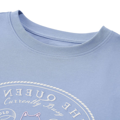 Women's Boyfriend Fit Cotton-Polyester Crew Neck Print Tee