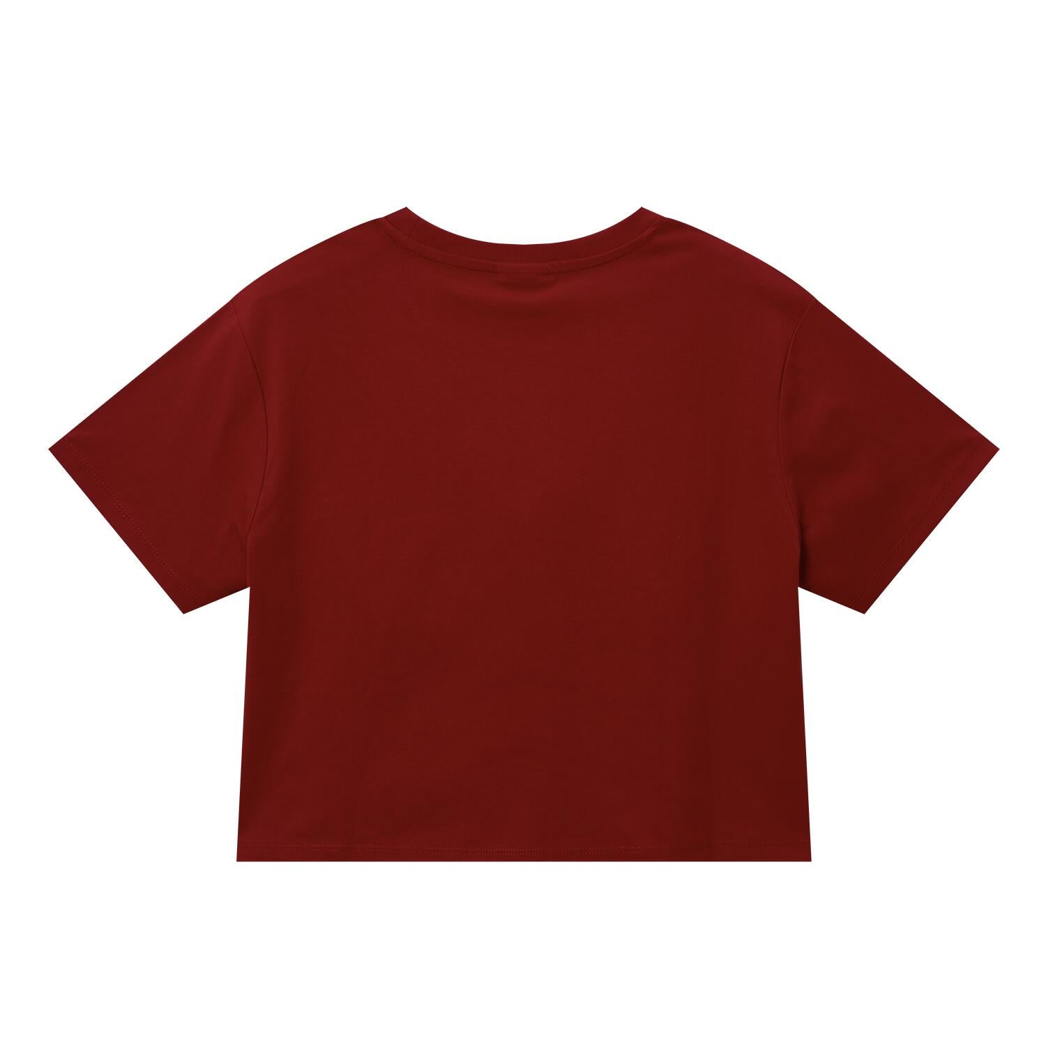 Women's Snoopy & Woodstock Print Crop Tee - Haut Red Cotton-Poly Blend