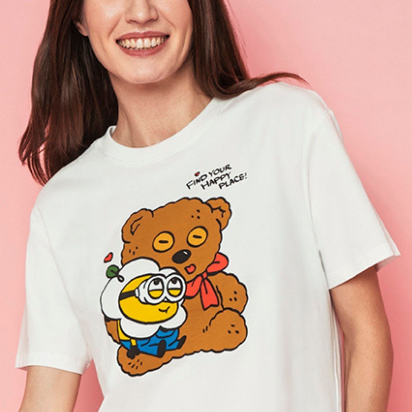 Women's Boyfriend Fit Cotton-Polyester Crew Neck Print Tee | Minion Collection