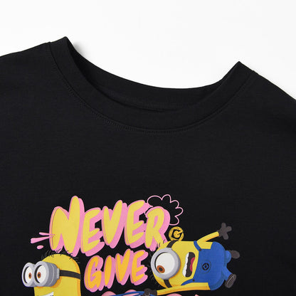 Women's Boyfriend Fit Cotton-Polyester Crew Neck Print Tee | Minion Collection