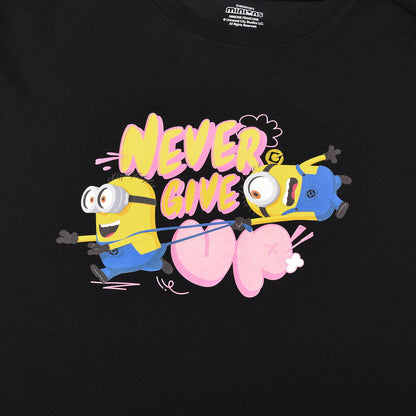 Women's Boyfriend Fit Cotton-Polyester Crew Neck Print Tee | Minion Collection