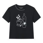 Women Boyfriend Cotton Print Crew Tee