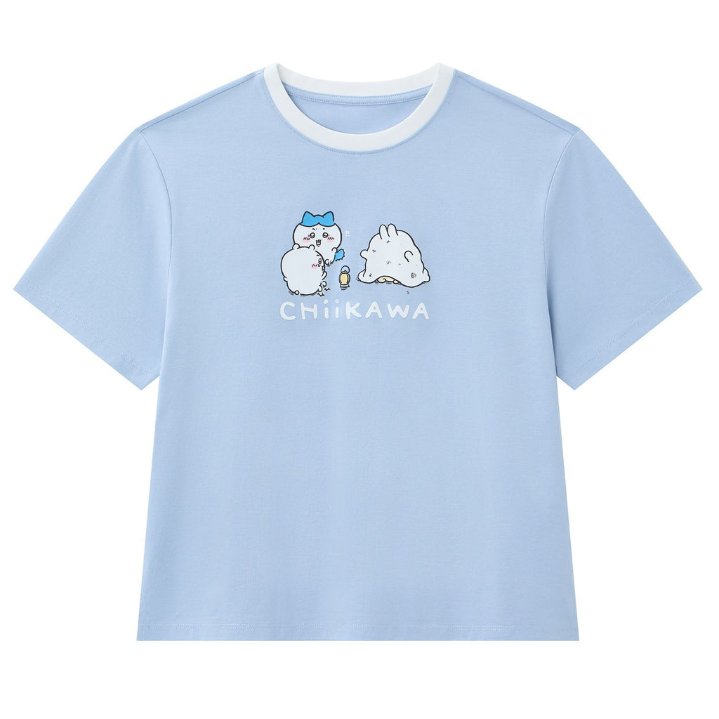 Women's Chiikawa Subdued Blue Boyfriend Fit Graphic Tee