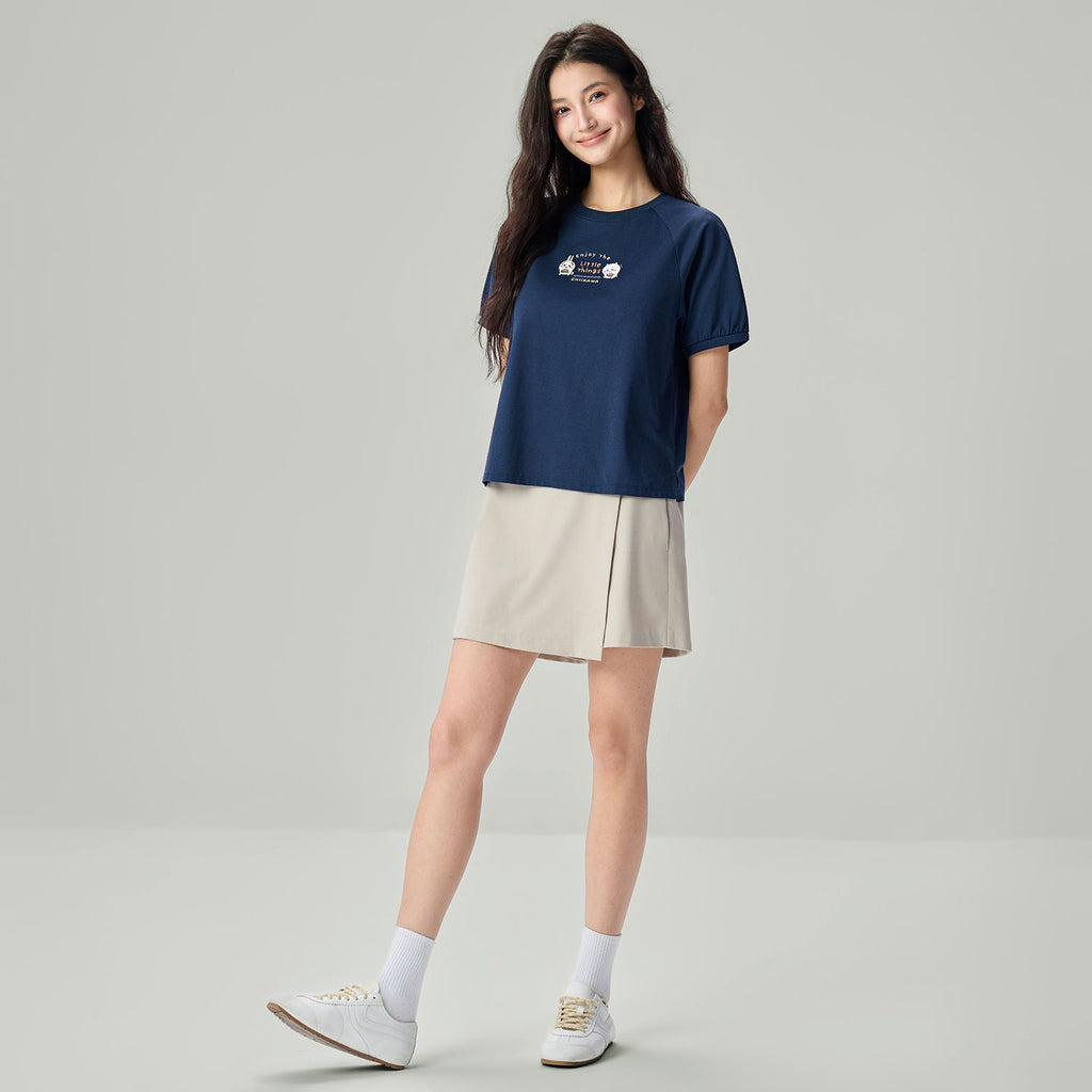 Women's Chiikawa Raglan Sleeve Navy Boyfriend Graphic Tee