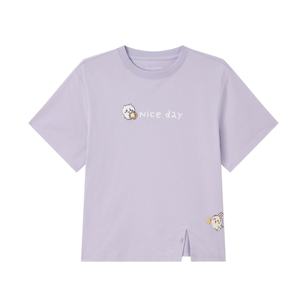 Women's Chiikawa Orchid Petal "Nice Day" Boyfriend Tee