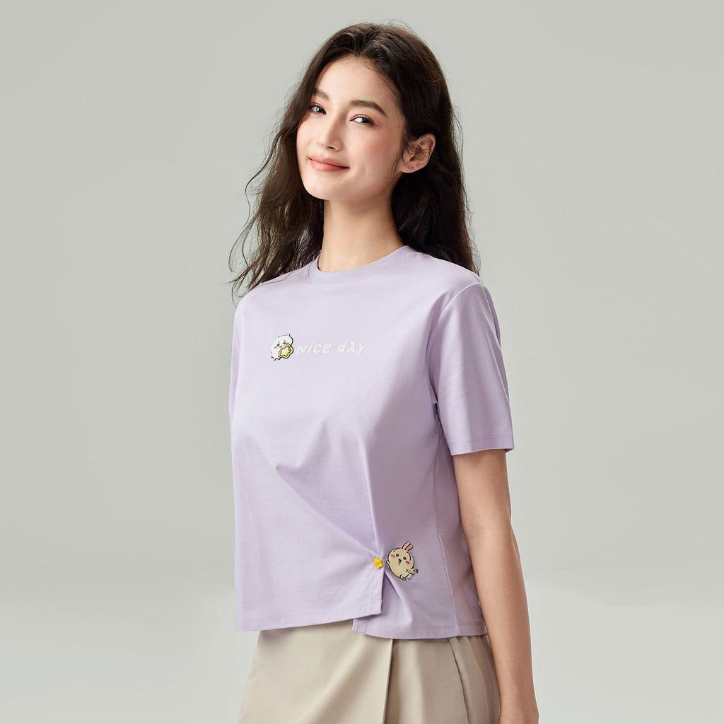 Women's Chiikawa Orchid Petal "Nice Day" Boyfriend Tee