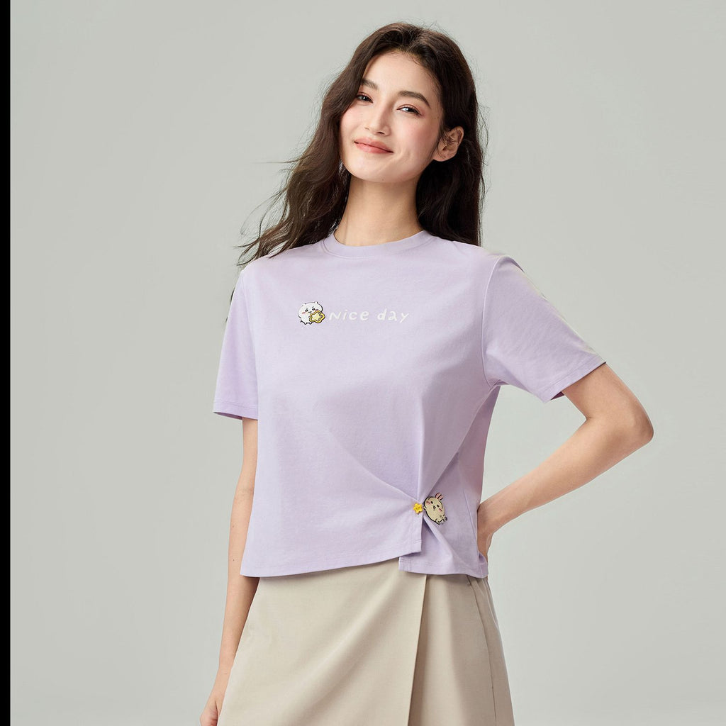 Women's Chiikawa Orchid Petal "Nice Day" Boyfriend Tee