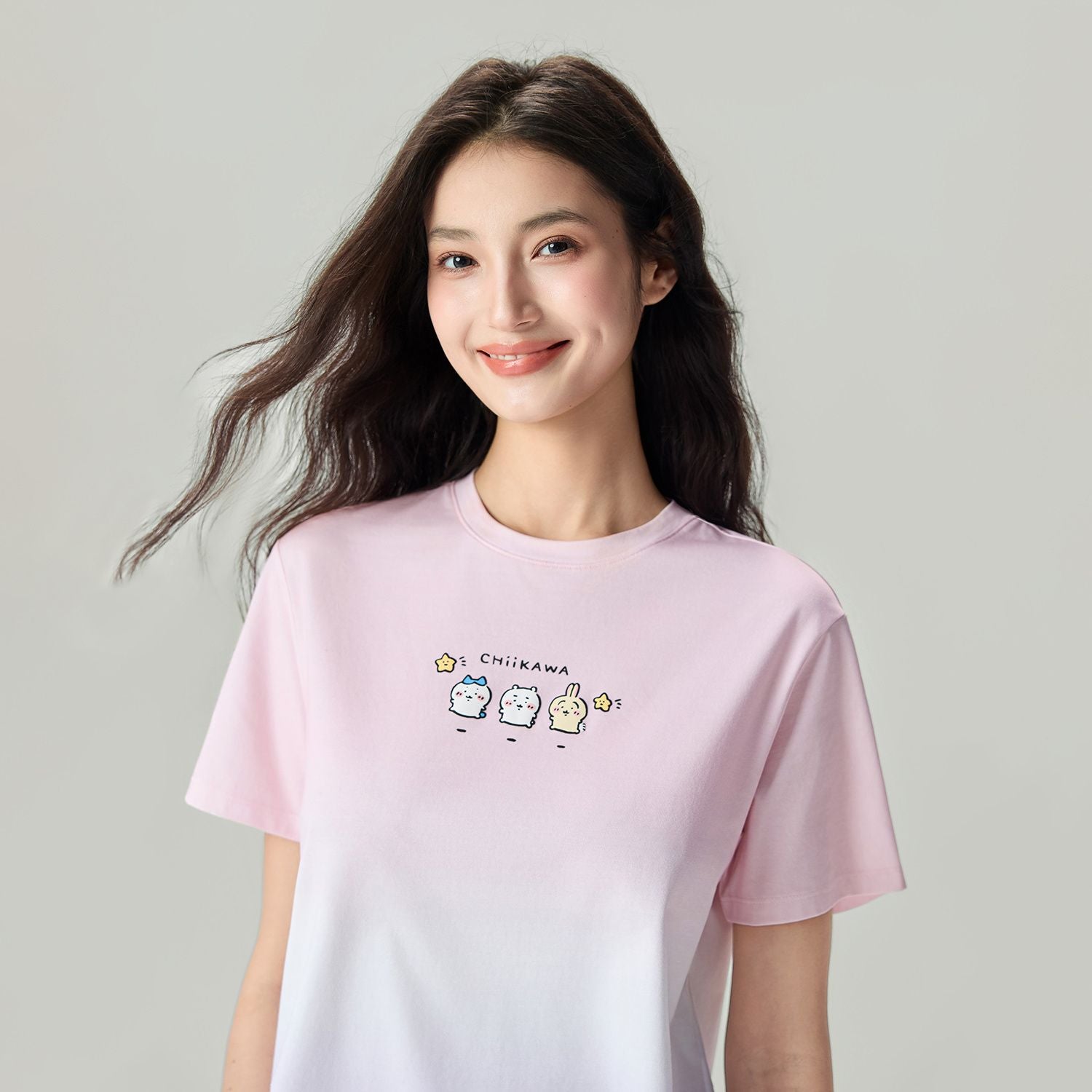 Women Chiikawa Cotton Boyfriend Graphic Tee