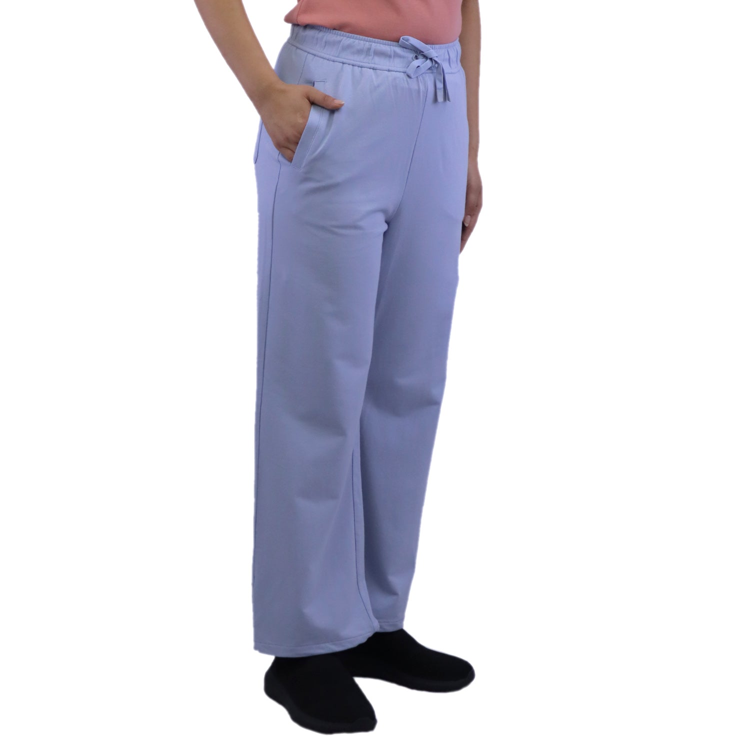 Giordano Women's High-Waisted Cozy Joggers In Cotton Spandex French Terry-Blue